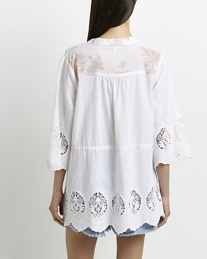Pink embroidered lace blouse