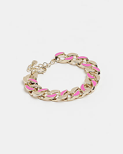 Pink enamel chain bracelet