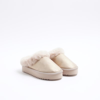 Pink slippers best sale river island