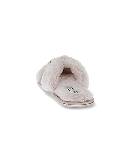 360 degree animation of product Pink faux fur ring crossover slippers frame-8