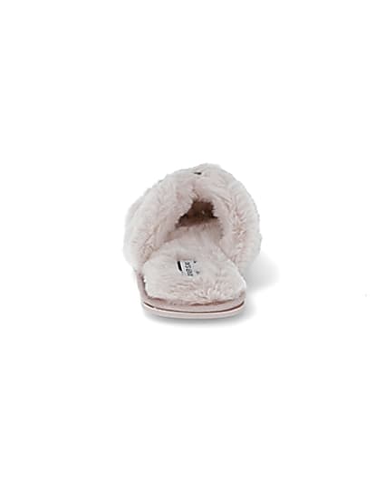 360 degree animation of product Pink faux fur ring crossover slippers frame-9