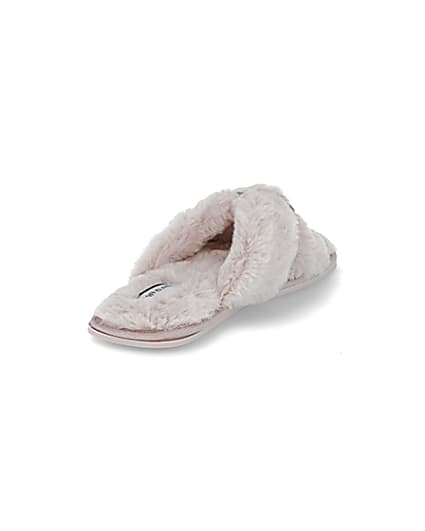 360 degree animation of product Pink faux fur ring crossover slippers frame-11