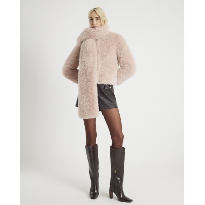 Pink Faux Fur Scarf Jacket