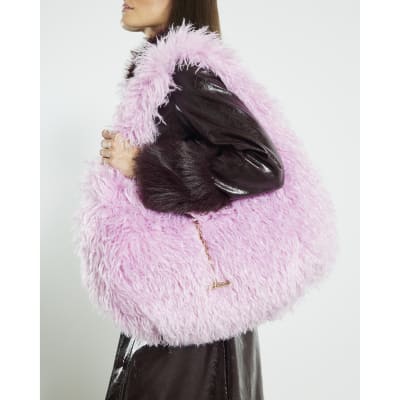 Pink Faux Fur Shoulder Bag