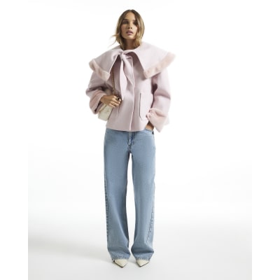 Faux Fur Trim Cape Jacket
