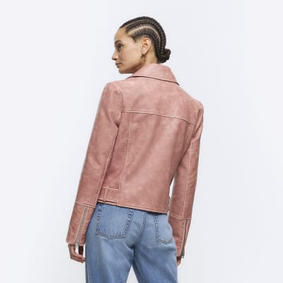 River island pink suede 2024 jacket