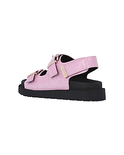 360 degree animation of product Pink Flat form Buckle Sandals frame-6