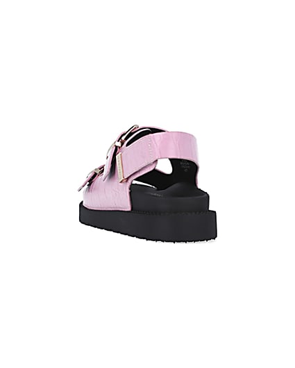 360 degree animation of product Pink Flat form Buckle Sandals frame-8