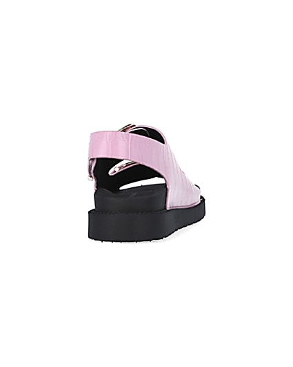 360 degree animation of product Pink Flat form Buckle Sandals frame-10