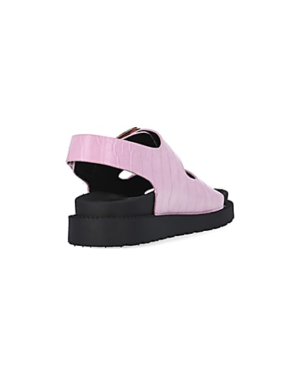 360 degree animation of product Pink Flat form Buckle Sandals frame-11