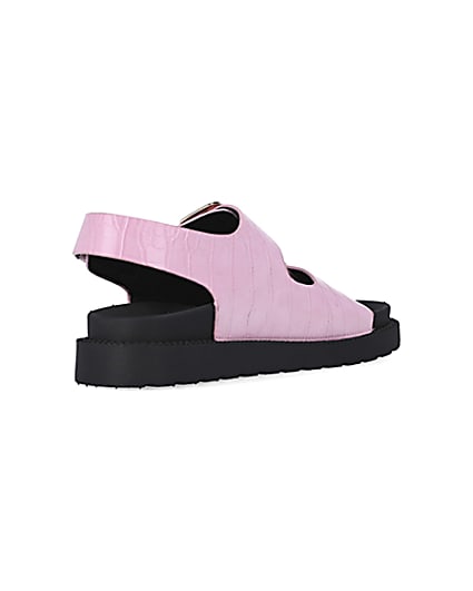 360 degree animation of product Pink Flat form Buckle Sandals frame-12