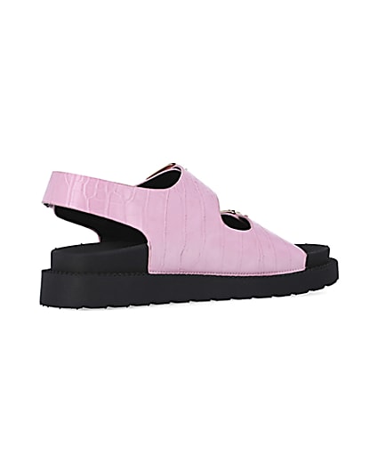 360 degree animation of product Pink Flat form Buckle Sandals frame-13
