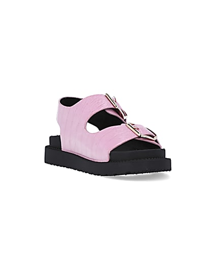 360 degree animation of product Pink Flat form Buckle Sandals frame-19