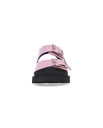 360 degree animation of product Pink Flat form Buckle Sandals frame-21