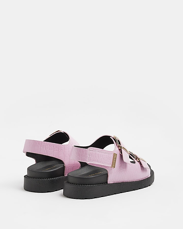 Pink Flat form Buckle Sandals