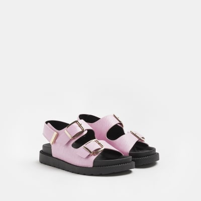 Pink Flat form Buckle Sandals