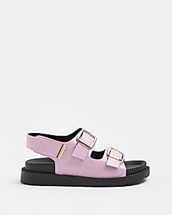 Pink Flat form Buckle Sandals