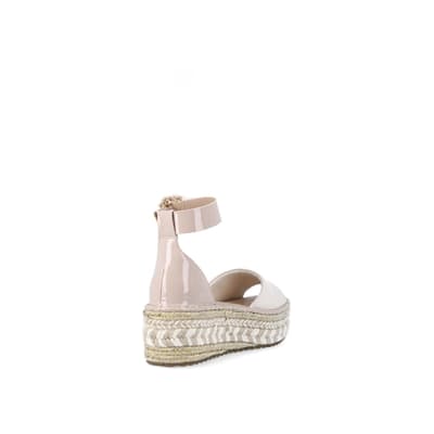 Beige studded flatform espadrille wedges hot sale river island