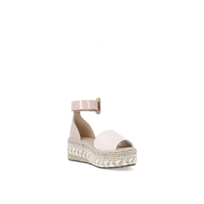 Beige studded cheap flatform espadrille wedges