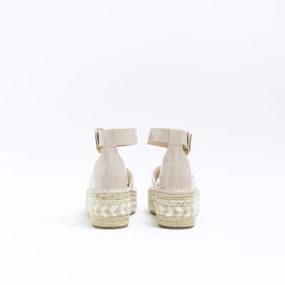 Pink flatform espadrilles