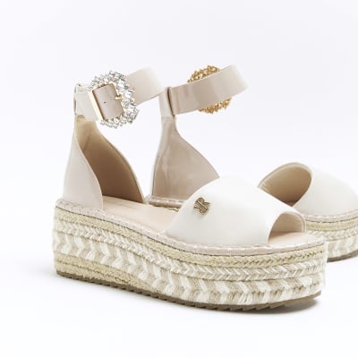 Pink flatform espadrilles
