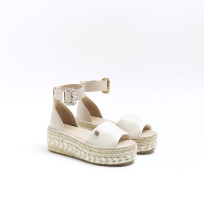 Pink flatform espadrilles