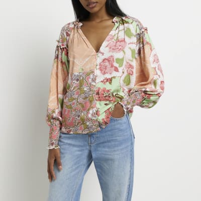Pink floral blouse | River Island