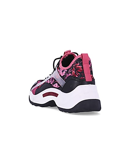 360 degree animation of product Pink floral chunky trainers frame-7