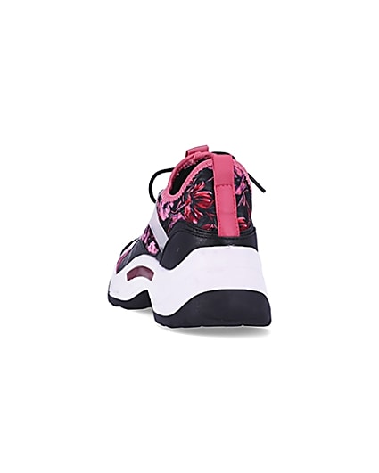 360 degree animation of product Pink floral chunky trainers frame-8