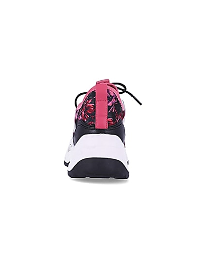 360 degree animation of product Pink floral chunky trainers frame-9