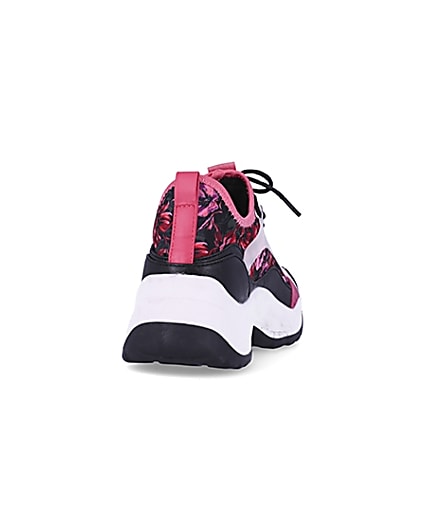 360 degree animation of product Pink floral chunky trainers frame-10