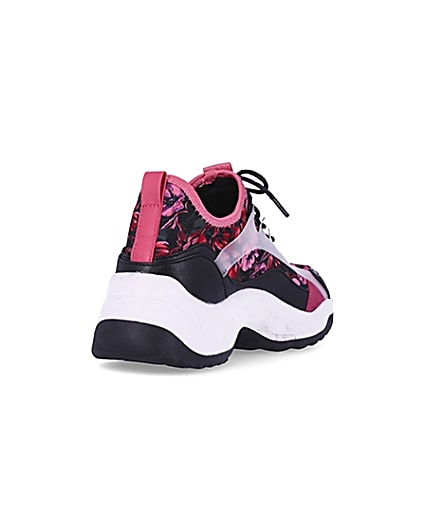 360 degree animation of product Pink floral chunky trainers frame-11