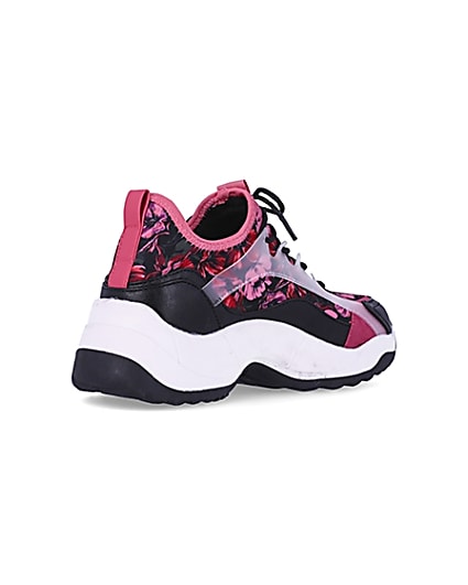 360 degree animation of product Pink floral chunky trainers frame-12