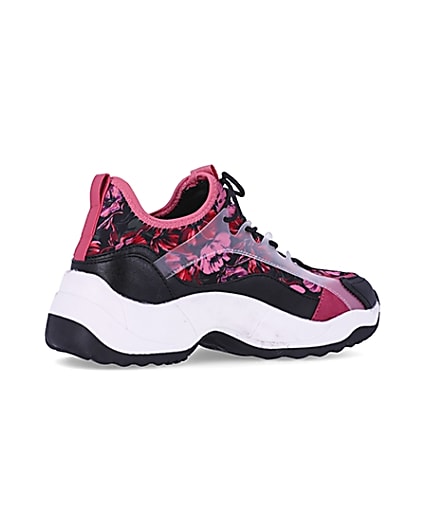360 degree animation of product Pink floral chunky trainers frame-13