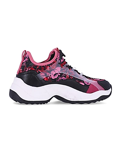 360 degree animation of product Pink floral chunky trainers frame-14