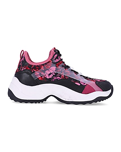 360 degree animation of product Pink floral chunky trainers frame-15