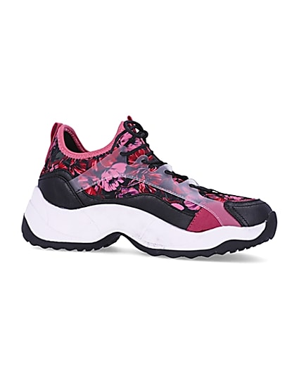 360 degree animation of product Pink floral chunky trainers frame-16