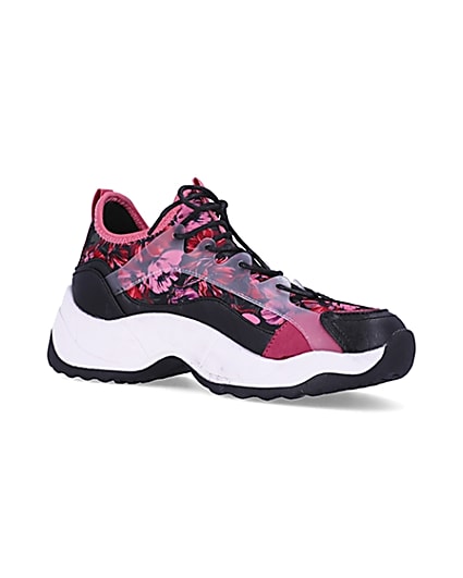 360 degree animation of product Pink floral chunky trainers frame-17