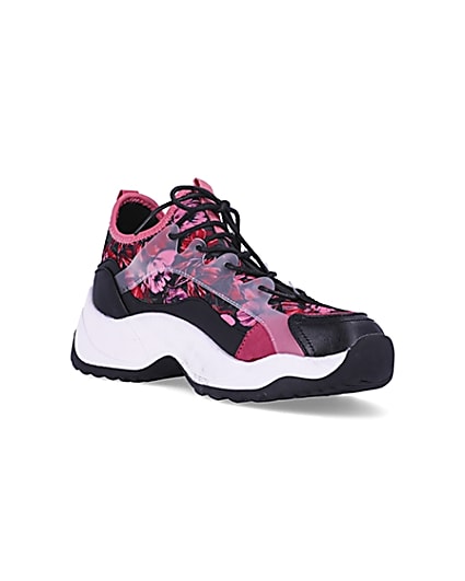 360 degree animation of product Pink floral chunky trainers frame-18