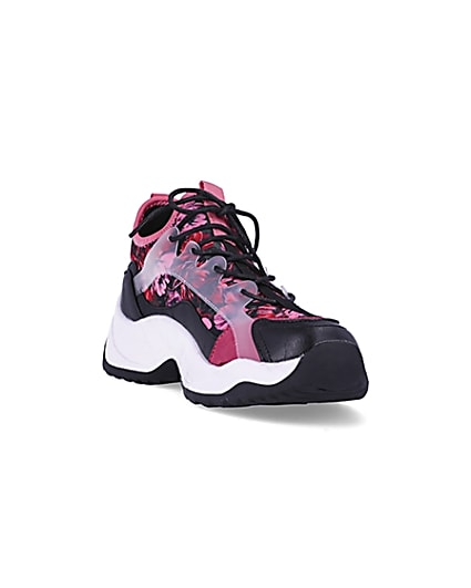 360 degree animation of product Pink floral chunky trainers frame-19
