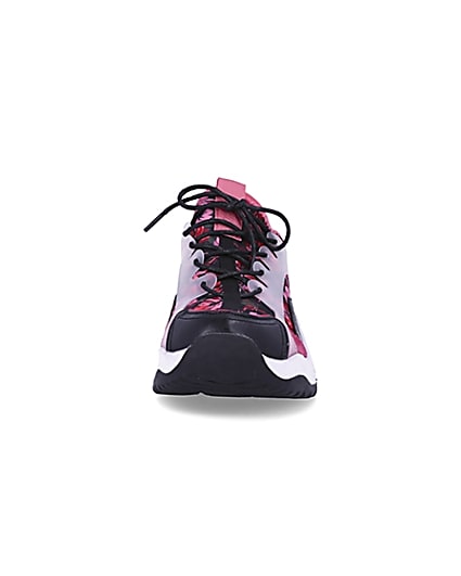 360 degree animation of product Pink floral chunky trainers frame-21