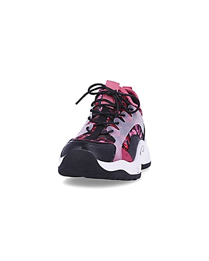 360 degree animation of product Pink floral chunky trainers frame-22