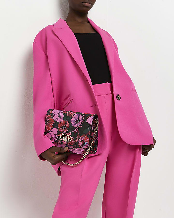 Pink floral cross body bag