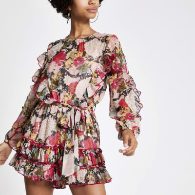 pink floral playsuit