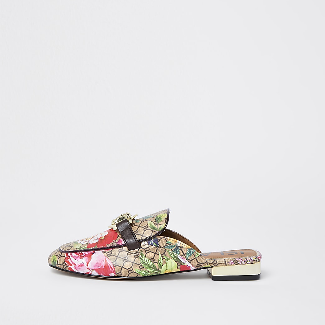 Pink floral print RI loafers | River Island