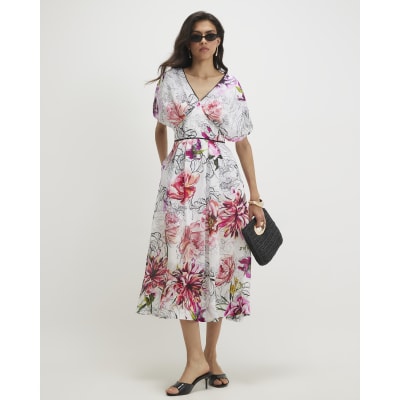 white midi dress with sleeves plus size Cap Sleeve Midi Dress – Odd Muse