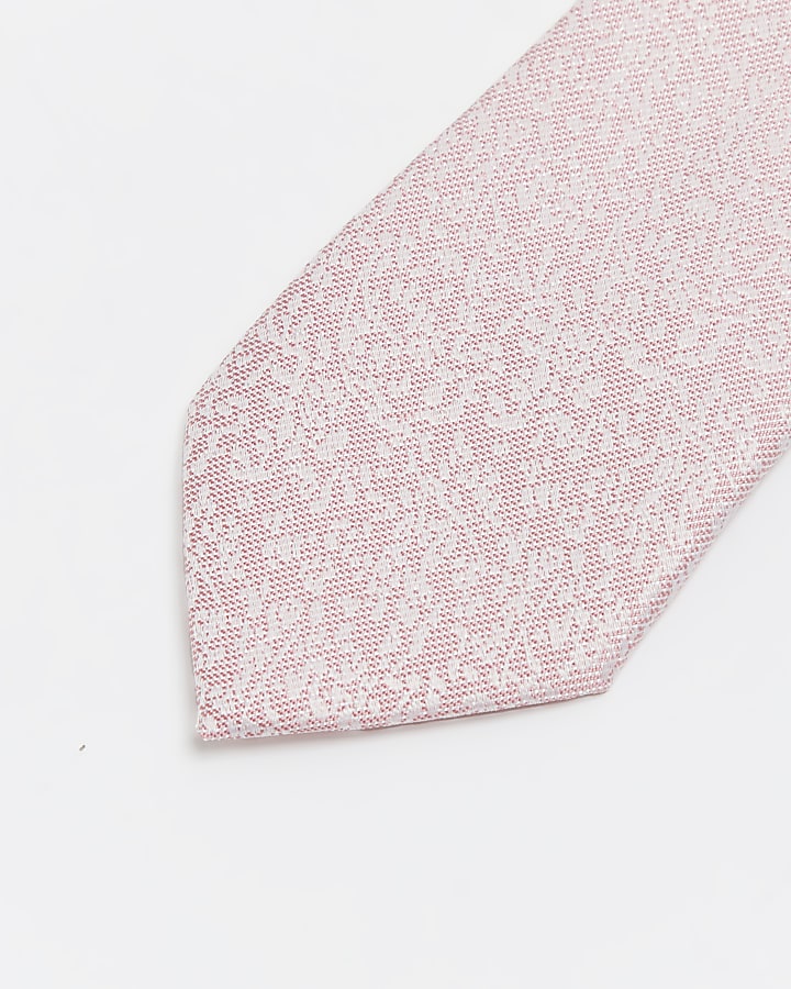 Pink floral printed tie