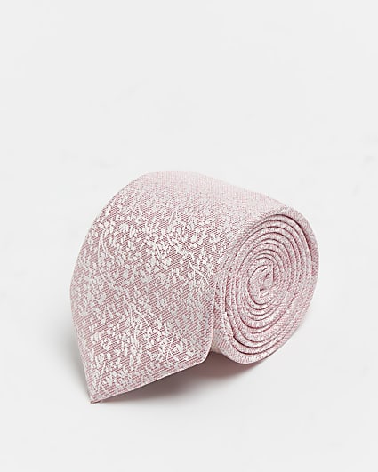 Pink floral printed tie