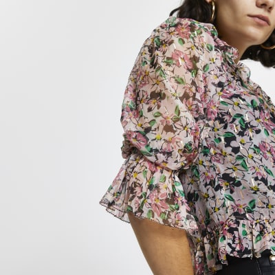 river island yellow floral top