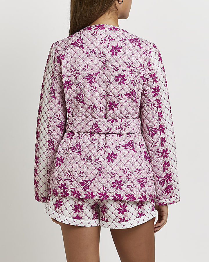 Pink floral quilted jacket